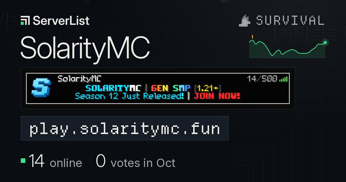SolarityMC Minecraft server: IP, players and uptime